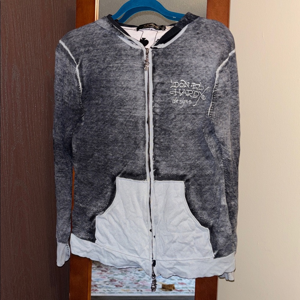 Ed Hardy Women’s Zip Up Hoodie Size Large